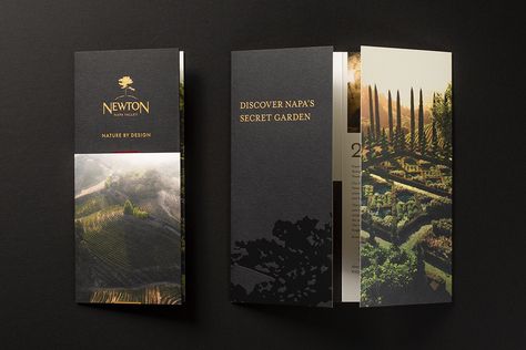 Wine Brochure Design, Cosmetic Brochure, Art Deco Branding, Wine Brochures, Wine Bottle Photography, Napa Valley Winery, Booklet Layout, Event Brochure, Brochure Design Creative