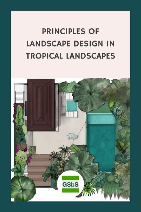 Illustrated guide to landscape design in tropical settings with diverse plant arrangements. Tropical Backyard Landscaping, Balinese Garden, Tropical Landscape Design, Garden Design Inspiration, Tropical Backyard, Landscape Design Ideas, Tropical Landscape, Banana Plants, Landscape Design Plans