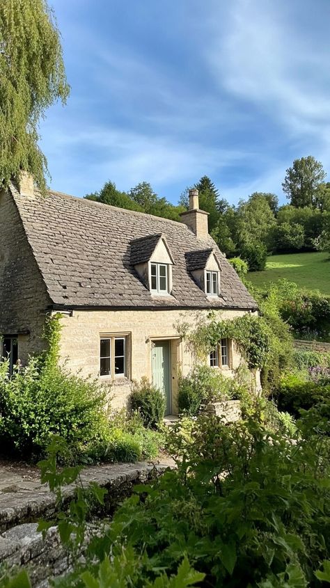 Charming Cotswolds countryside: a meticulous Virgo strolls among quaint cottages and rolling hills, savoring the serene landscape's tranquil allure. Vineyard Cottage, Cotswolds House, Rolling Hills, Quaint Cottage, Travel Destinations, Cottage, Travel