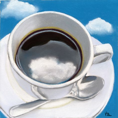 Clouds In My Coffee, Coffee Tattoos, Coffee Painting, Coffee Coasters, Head In The Clouds, Artist Blog, Good Coffee, Best Food Ever, Cafe Latte