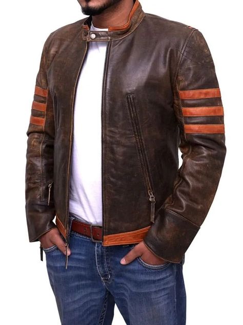 Wolverine Leather Jacket, Wolverine Jacket, Origins Wolverine, Western Jacket, Handmade Leather Shoes, X Man, Jackets Men Fashion, Brown Leather Jacket, Leather Jacket Men