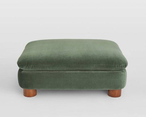 Ottoman Comfy, Throwing Clothes, Green Ottoman, Narrow Rooms, Storage Ottomans, Comfy Armchair, Large Ottoman, Soho Home, Minimalist Apartment