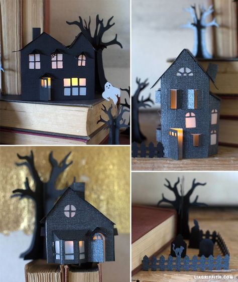 #Halloweencraft #papercraft #HalloweenDIY www.LiaGriffith.com/?utm_content=buffer618ab&utm_medium=social&utm_source=pinterest.com&utm_campaign=buffer 3d Haunted House, Haunted House Craft, Haunted Village, Craft Halloween, Hallowen Ideas, Paper Halloween, Casa Halloween, Halloween Crafts For Toddlers, Halloween 3d