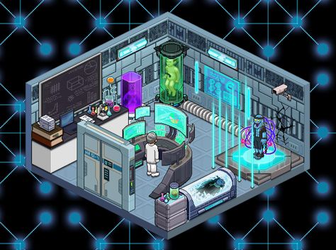 Sci Fi Training Room, Isometric Laboratory, Cyberpunk Lab, Laboratory Concept Art, Cyberpunk Interior Design, Scifi Room, Interior Concept Art, Science Room, Laboratory Design