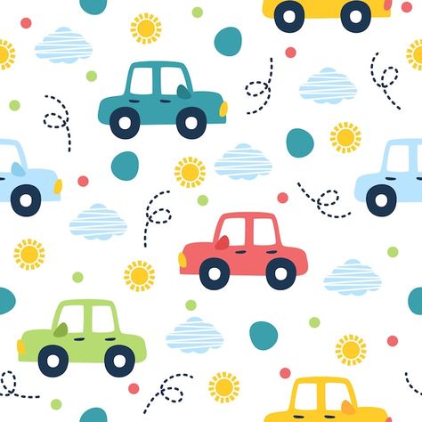 Cute car cartoon pattern background Prem... | Premium Vector #Freepik #vector #toy-car #cute-car #car-sign #cute-pattern Car Theme Background, Cute Car Cartoon, Car Cartoon Cute, Children Hospital Design, Cars Cartoon, Cartoon Cars, Car Pattern, Car Birthday Theme, Car Theme