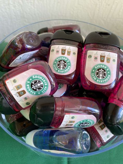 Starbucks Themed Birthday Party Games, Starbucks Birthday Party Favors, Starbucks Decorations Birthday, Starbucks Theme Birthday Party, Starbucks Party Games, Starbucks Birthday Theme, Ideas For 11th Birthday Girl, Starbucks Party Ideas For Teens, Starbucks Party Favors