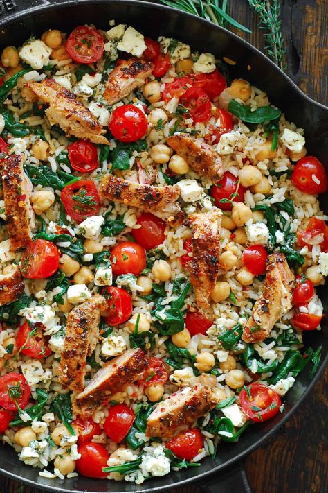 Tomatoes And Feta Cheese, Mediterranean Recipes Healthy, Mediterranean Diet Recipes Dinners, Mediterranean Diet Meal Plan, Easy Mediterranean Diet Recipes, Lemon Rice, Greek Chicken, Mediterranean Dishes, Mediterranean Diet Recipes