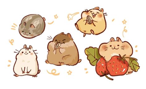 Animal Doodles, Artist Sketchbook, 캐릭터 드로잉, Cute Hamsters, Sketch Inspiration, Kawaii Doodles, Cute Little Drawings, Cute Chibi, Cute Animal Drawings