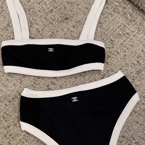 Chanel Bathing Suit, Chanel Swim, Chanel Swimsuit, Fruit Picture, Beach Fits, Clothing Haul, Cute Bathing Suits, Swim Sets, Cute Swimsuits