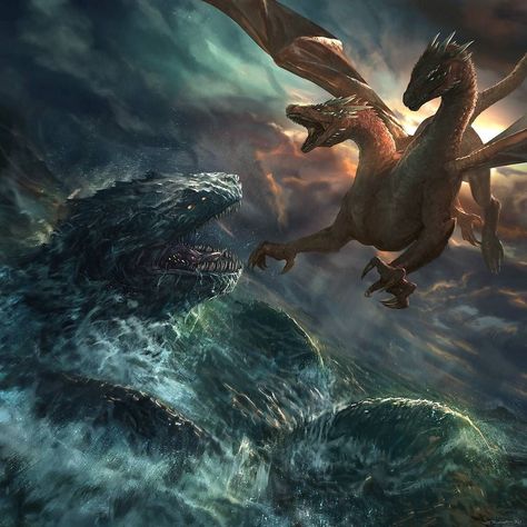 Two Headed Dragon, Large Dragon, Legends And Myths, Giant Monsters, Fantasy Beasts, Dragon Pictures, Fantasy Monster, Dragon Artwork, Mythological Creatures