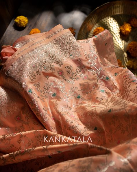 This Shikargah saree carries with it the tale of how kings used to go on hunt for wild animals in their kingdom often a popular custom in the old days. #bridesmaideditbykankatala #bridesmaidssarees #bridesmaidwear #banarasisilksarees #banarasisaree #handmadewithlove #indianheritageapparel Wedding Saree Collection, Saree Designs Party Wear, Indian Dresses Traditional, Indian Heritage, Wedding Saree, Old Days, The Old Days, The Glow, Banarasi Sarees