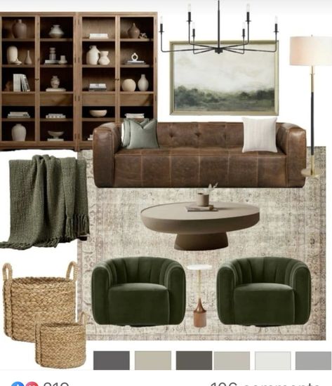 Moody Earth Tone Living Room, Different Couches In Living Room, Warm Neutrals Living Rooms, Living Room Decor Earth Tones, Warm Earthy Living Room, Moody Neutral Living Room, Moody Studio, Transitional Living Room Decor, Classic Living Room Design