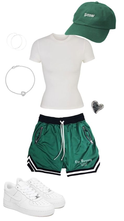 Planned Outfits, Closet Organisation, Gymwear Outfits, Green Clothing, Basketball Pants, Vintage Basketball, Downtown Outfits, Shoes Outfit Fashion, Classy Casual Outfits