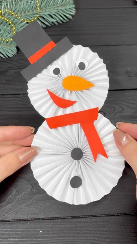 Paper SNOWMAN DIY Christmas Decorations Christmas Paper Crafts #tutorial #craft #papercrafts #christmas #christmasdecor | Origami Studio | Origami Studio · Original audio Fall Kindergarten Crafts, Paper Crafts Tutorial, Paper Snowman, Diy Snowman Decorations, Snowman Diy, January Crafts, Snowman Christmas Decorations, Christmas Crafts For Kids To Make, Christmas Arts And Crafts