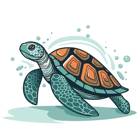 Turtle image abstract drawing turtle cut... | Premium Vector #Freepik #vector #sea-turtle #watercolor-fish #fish-illustration #turtle Turtle Illustration Design, Doodle Turtle, Sea Turtle Illustration, Turtle Image, Cute Turtle Drawings, Turtle Vector, Sea Turtle Drawing, Turtle Cute, Turtle Cartoon