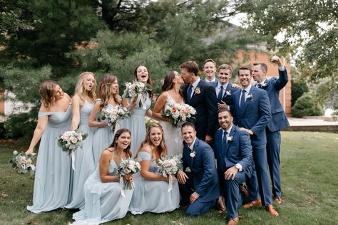 Navy Bridal Parties, Casual Poses, Party Poses, Light Blue Bridesmaid Dresses, Light Blue Bridesmaid, Bridal Parties Colors, Wedding Groomsmen Attire, Weddings Dress, Plan Wedding