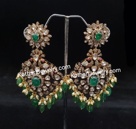 Victoria Earrings Indian, Victorian Jewelry Indian Earrings, Victorian Earrings Indian, Victorian Haram, Uncut Earrings, Navi Jewellery, Uncut Diamond Earrings, Victoria Jewellery, Victorian Jewelry Necklace