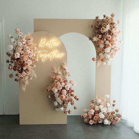 Floral Arch Backdrop, Engagement Party Backdrop, Bohemian Party Decorations, Coin Photo, Floral Arch Wedding, Bridal Shower Backdrop, Simple Birthday Decorations, Floral Balloons, Photo Backdrop Wedding