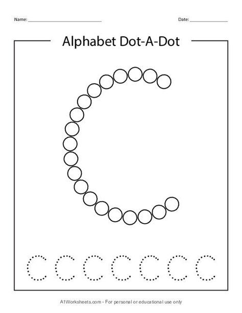 Learning alphabet can be easy and fun using this Do-a-Dot or Dab-a-Dot printable worksheets. This can help kids to learn, trace and recognize the uppercase letter C of the alphabet. Letter C Dot Printable, Dab A Dot Printables Free, Letter C Activities For Preschool, Letter C Printable, Daycare Worksheets, Letter C Activities, Printable Worksheets For Kindergarten, Jolly Phonics Activities, Lkg Worksheets