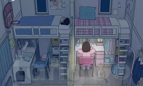 Anime Bedroom Ideas Drawing, Bedrooms In Anime, Anime Room Drawing Aesthetic, Anime Bedroom Drawing Aesthetic, Anime Bedrooms Backgrounds, Loft Bed Storage, Bedroom Drawing, Plans Architecture, Ghost Pictures