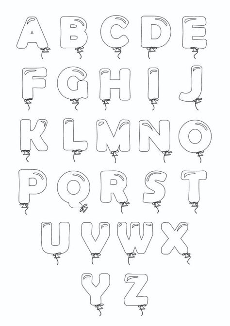 Printable Bubble Letters: Balloon Letters Set - Freebie Finding Mom Ballon Font Alphabet, Ballon Letters Drawing, Happy Birthday Bubble Writing, Wildflower Balloons, Abc Lettering Fonts, Balloon Letters Drawing, Happy Birthday Bubble Letters, Embroidery Journaling, Balloon Lettering