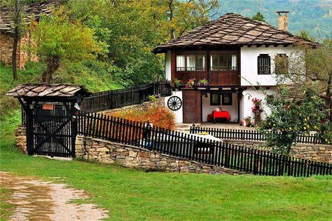 Bojenci village, BG <3 Balkan Culture, Bulgarian Architecture, European Cottage, Cottage Farm, Holiday Village, Village Houses, Little House, Traditional House, Bird Houses