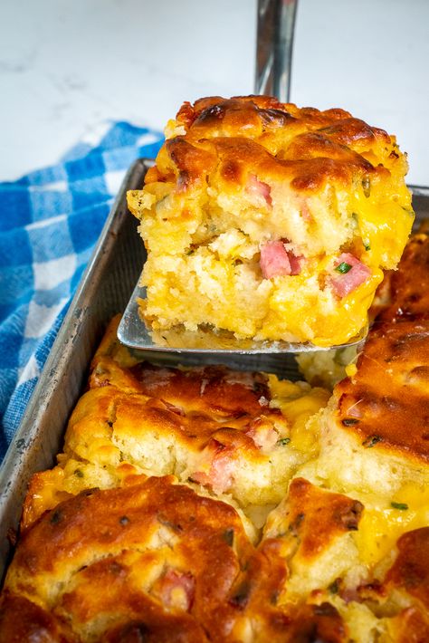 Ham and Cheese Butter Swim Biscuits | 12 Tomatoes Ham And Cheese Butter Swim Biscuits, Butter Swim Biscuits, Swim Biscuits, Tomato Breakfast, Tomatoes Recipes, 12 Tomatoes Recipes, Cheese Butter, Biscuit Rolls, Biscuit Bake