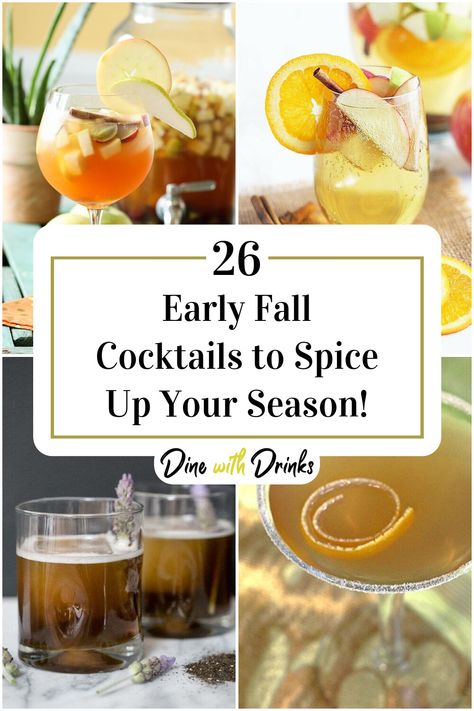 Collage of 4 early fall cocktails. Fall And Winter Cocktail Recipes, October Cocktail Recipes, Unique Fall Cocktails, September Cocktail Recipes, September Cocktails, Easy Fall Cocktails, Fall Cocktails Easy, Autumn Cocktails, Girls Night Cocktails