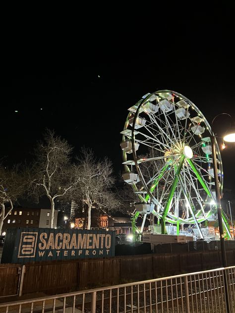 Sacramento, CA Downtown Sacramento At Night, Sacramento California Aesthetic, Sacramento Aesthetic, Location Aesthetic, Old Town Sacramento, Sac State, Old Sacramento, Downtown Sacramento, City View Night