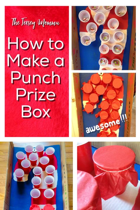 Punch Out Game, How To Make Punch, Thanksgiving Punch, Prize Box, Kids Punch, Party Prizes, Cup Games, Christmas Punch, Game Prizes