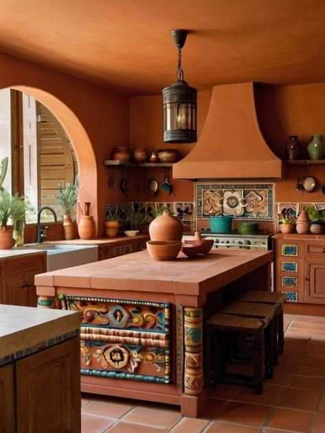 Mexican Backsplash Kitchen, Mexican Modern Kitchen, Hacienda Style Homes Mexican Kitchen, Mexican Kitchen Design, Mexican Style Kitchens Ideas, Hacienda Style Homes Mexican, Hacienda Style Kitchen, Mexican Home Design, Mexican Style Kitchens