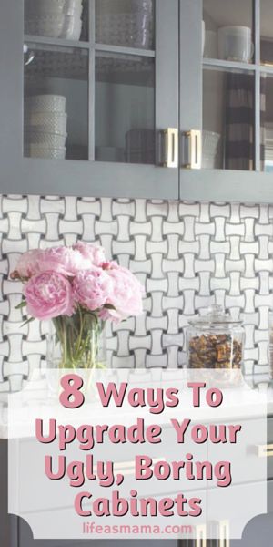 8 Ways To Upgrade Your Ugly Boring Cabinets Diy Bathroom Makeover Ideas, Bathroom Makeover Ideas, Diy Bathroom Makeover, Sale Sign, White Kitchens, Makeover Ideas, Kitchen Redo, Kitchen Remodel Idea, Updated Kitchen