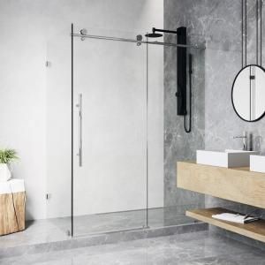 DreamLine French Linea Toulon 34 in. x 72 in. Frameless Fixed Shower Screen in Satin Black-SHDR-3234721-89 - The Home Depot Frameless Sliding Doors, Shower Sliding Glass Door, Minimalist Showers, Vertical Doors, Frameless Sliding Shower Doors, Corner Shower Enclosures, Frameless Shower Enclosures, Glass Shower Enclosures, Frameless Shower Doors