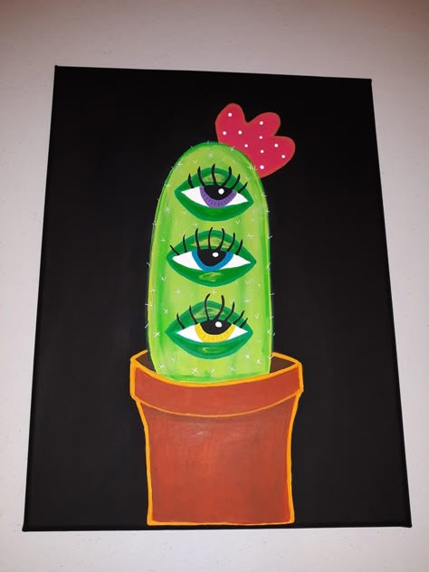 Trippy Cactus Painting, Hippie Art Ideas Simple, Disney Canvas Art, Paint Inspo, Friend Painting, Posca Marker, Hippie Painting, Simple Canvas Paintings, Cute Canvas Paintings