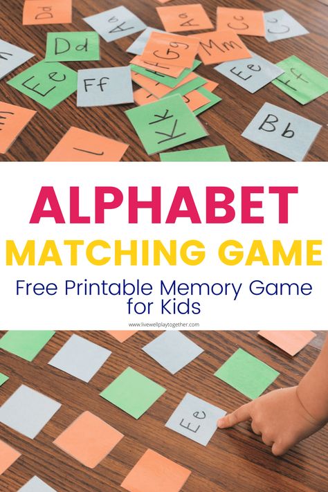 This ABC Memory Match-Up is a fun alphabet game you can use with toddlers or preschoolers.  It is a fun way to learn and practice the letters of the alphabet and can easily be used at home or in the classroom.  Keep reading to get your own printable ABC matching game cards! Abc Matching, Alphabet Matching Game, Game For Preschoolers, Alphabet Letter Activities, Alphabet Game, Abc Games, Abc Printables, Memory Games For Kids, Alphabet Matching