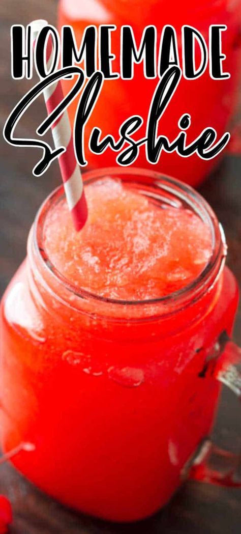 Cherry Slushie Recipe, How To Make Slushies, Homemade Slushie, Cherry Slushie, Summer Drinks Kids, Homemade Slushies, Frozen Drink Recipes, Icee Recipe, Fun Summer Drinks