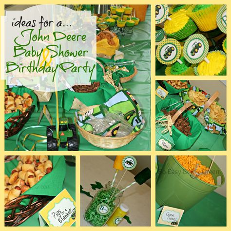 John Deere Baby Shower Decor and Food Ideas.  Would make a cute Birthday Party theme too! Crafts For Birthday, Tractor Baby Shower, John Deere Birthday Party, John Deere Party, John Deere Baby, John Deere Birthday, Baby Shower Food Ideas, Tractor Party, Shower Food Ideas