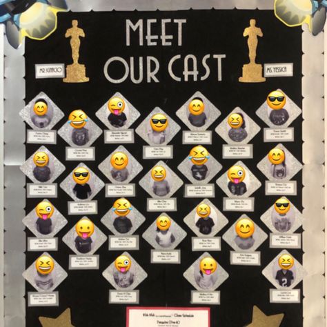 Meet Our Staff Bulletin Board Ideas, Meet The Staff Bulletin Board, Spotlight Bulletin Board, Black And White Bulletin Board, Graduation Bulletin Board, Staff Bulletin Boards, Hollywood Theme Classroom, Class Bulletin Boards, Classroom Boards