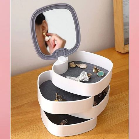 4023 4 LAYERS JEWELLERY BOX, 360 DEGREE ROTATING JEWELRY BOX, JEWELRY AND EARRING ORGANIZER BOX WITH MIRROR, ACCESSORY STORAGE BOX (MULTICOLOR) SKU: 4023_4l_rotating_jewellery_box Rs. 165.00 #ecommerce﻿ ﻿#marketing﻿ ﻿#wholesale﻿ ﻿#DeoDap﻿﻿#market﻿ ﻿#trends﻿ ﻿#business﻿ ﻿#ProfitGuaranteed﻿ ﻿#household﻿ ﻿#products﻿ ﻿#smartgadgets﻿ ﻿#wholesalemarketindelhi﻿ ﻿#kitchenitems Armoire Storage, Mirror Jewelry Storage, Mirror Jewelry, Wall Mount Jewelry Organizer, Accessory Storage, Mirror Jewellery Cabinet, Foldable Shoes, Jewellery Holder, Stone Necklace Set