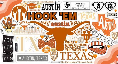 Ut Austin Aesthetic Wallpaper, Desk Top Wallpaper, Texas Background, Picture Collage Board, Texas University Longhorns, College Paintings, Austin Aesthetic, Ut College, Dorm Canvas Art