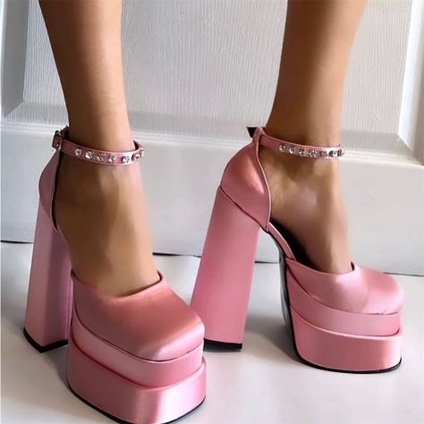 Brand New Design Women's Pumps Luxury Large Size 42 Platform High Heels Summer Sexy Dress Party Lady Shoes Spring Vacaion Sandal|High Heels| - AliExpress Pink Versace Heels, Pastel Platform Heels, Bratz Heels, Cute Pink Heels, Birthday Heels, Platform Heels Pink, High Heels Pink, Heels Shoes For Women, Versace Heels