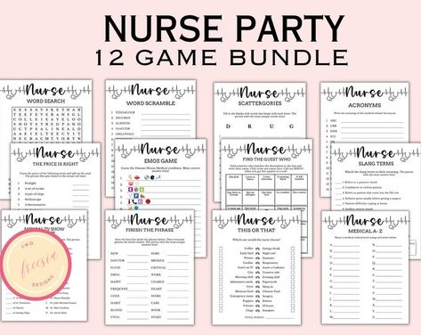 12 Printable Nurse Theme Party Games Nurse Graduation Game Nurse Graduation Party Nurse Retirement Party Digital Download NU04 - Etsy Nurse Graduation Party Games, Nurse Week Games, Nursing Party Ideas, Nurses Week Games, Nurse Theme Party, Medical Tv Shows, Nurse Games, Nurse Graduation Party Decorations, Nursing Party