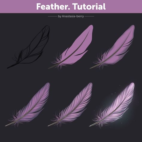 Feather. Tutorial | Patreon How To Draw Feathers, Feather Tutorial, Digital Art Software, Feather Drawing, Digital Art Beginner, Feather Painting, Poses References, Digital Painting Tutorials, Art Tutorials Drawing