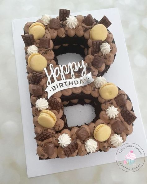 Chocolate Letter Cake, Ermine Frosting, Letter Cakes, Chocolate Letters, Chocolate Shapes, Cake Lettering, Letter Cake, Cookie Cakes, Happy Birthday Lettering