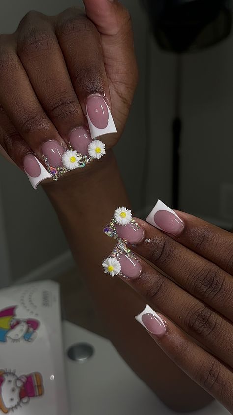 Flower Duck Nails, House Decorating Ideas Apartments, Duck Nails, Swag Girl Style, Girly Acrylic Nails, Easter Nails, Unique Acrylic Nails, Girl Swag, French Tip Nails