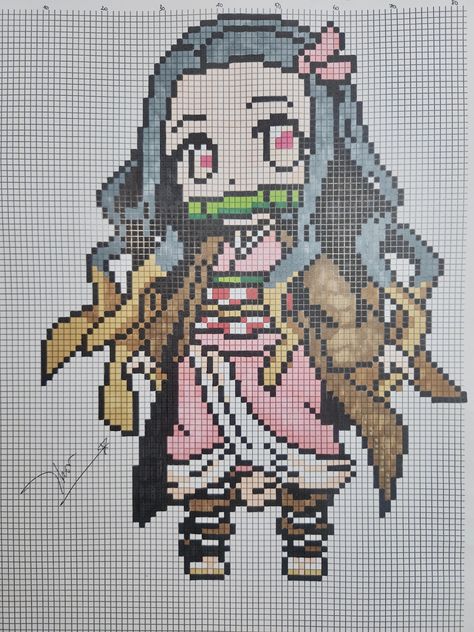 Nezuko Perler Beads, Pixel Art Pattern Anime, Big Pixel Art, Demon Slayer Pixel Art, Pixel Art Manga, Pixel Art Stitch, Pixelart Anime, Enjoying The Little Things, Modele Pixel Art