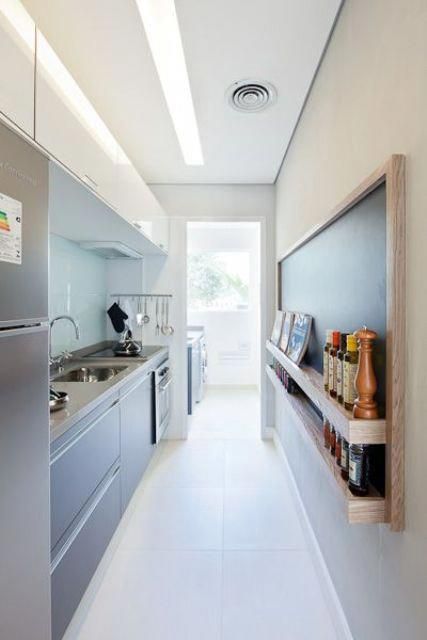 stylish-and-functional-narrow-kitchen-design-ideas0                                                                                                                                                                                 More #smallkitchenideas Long Narrow Kitchen Layout, Narrow Kitchen Layout, Narrow Kitchen Design, Long Narrow Kitchen, Long Kitchen, Galley Kitchens, Narrow Kitchen, Design Your Kitchen, Kitchen Designs Layout