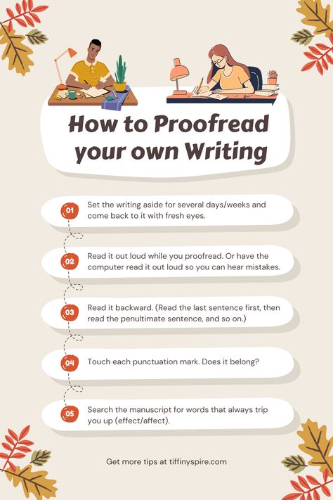 Good writers and editors know it's difficult to catch mistakes in our own writing no matter how careful we are. Use tricks that professional proofreaders use to find errors in writing. Learn more tips to proofread your writing from editor Tiffiny Spire of The Pink Pen on her website. Punctuation Rules, Writing Content, Pink Pen, Tricky Words, Writer Tips, Pink Pens, Punctuation Marks, Writers Write, Book Writer