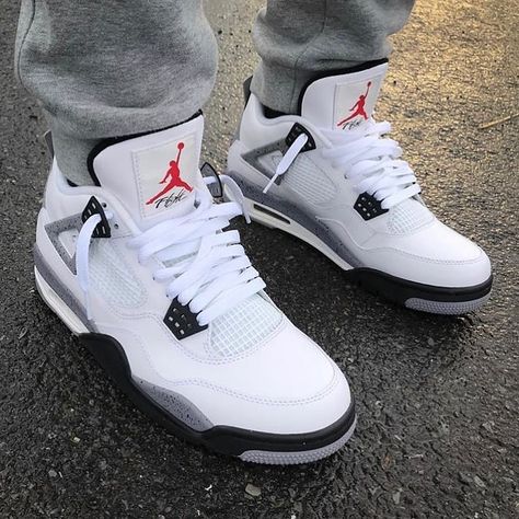 #FEATUREMYSNEAKS 👈 on Instagram: “Are these the best 4s? ✔️ 📸: @eqkicks | Jordan 4 White Cement #featuremysneaks” Air Jordan 4 Outfit, Jordan 4 White Cement, Jordan 4 Outfit, Jordan 4 White, Jordans For Sale, Outlet Nike, Sneaker Outfits, Jordan Retro 4, Cheap Sneakers