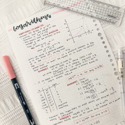 logarithms in base 10🐷 Logarithms Notes, Maths Notes Aesthetic, Math Aesthetic Notes, Aesthetic Maths Notes, Romanticize College, Math Aesthetic, Maths Notes, Aesthetic Note, Math Pictures